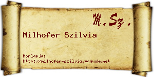 Milhofer Szilvia névjegykártya